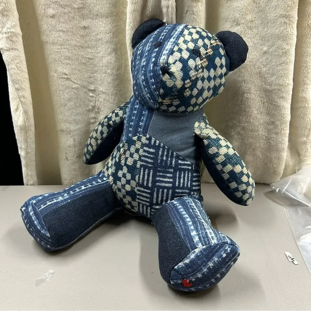 Pottery Barn Nelson Patchwork Teddy Shaped Pillow Plush Stuffed Animal NWT NEW